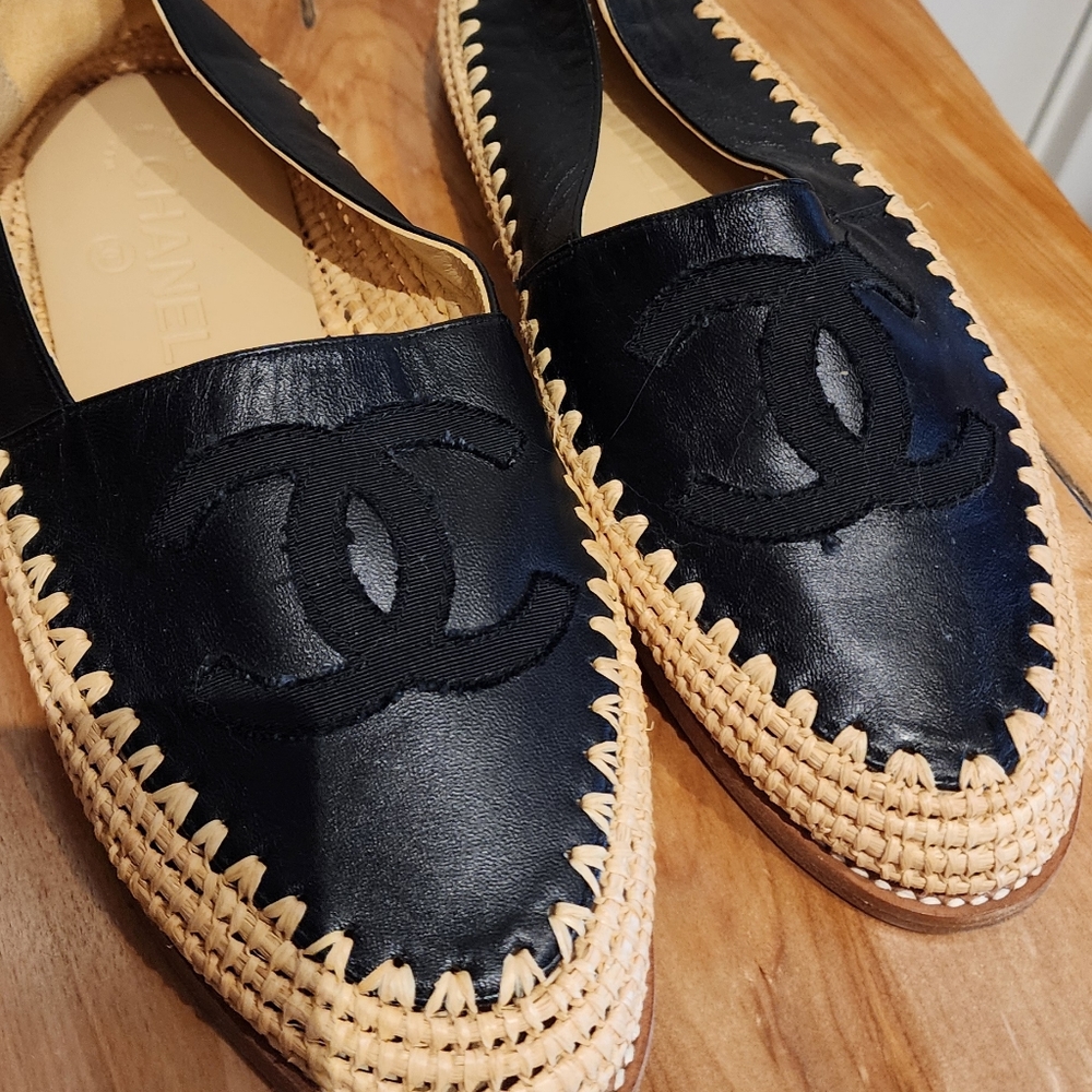 Chanel Black and Tan Espadrilles